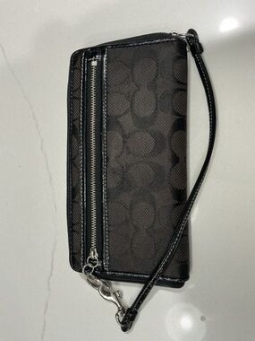 Coach Black Signature Jacquard Wristlet Wallet